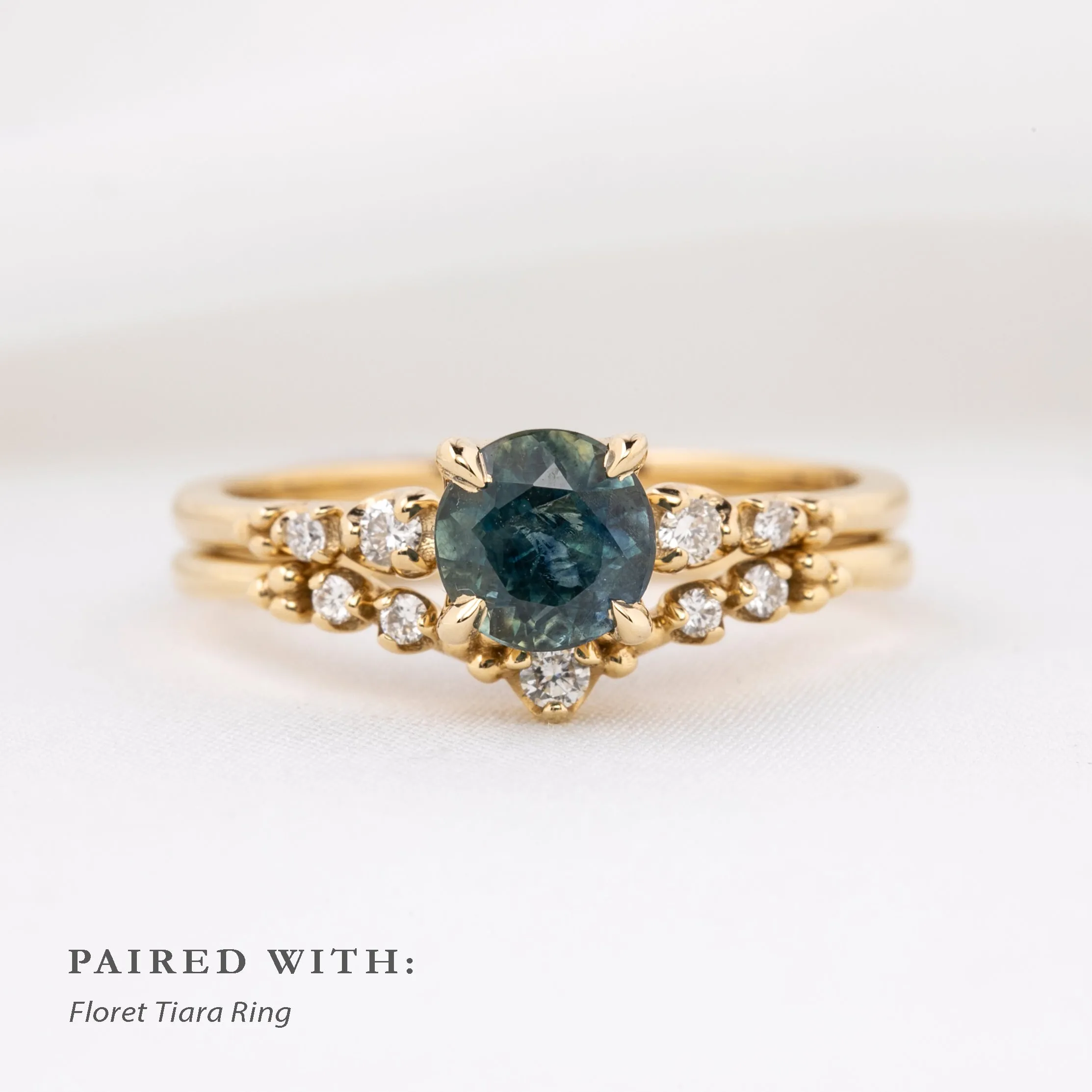 Estel Luxe Ring 1.15ct Deep Teal Blue Montana Sapphire, 14k Yellow Gold (One of a kind)