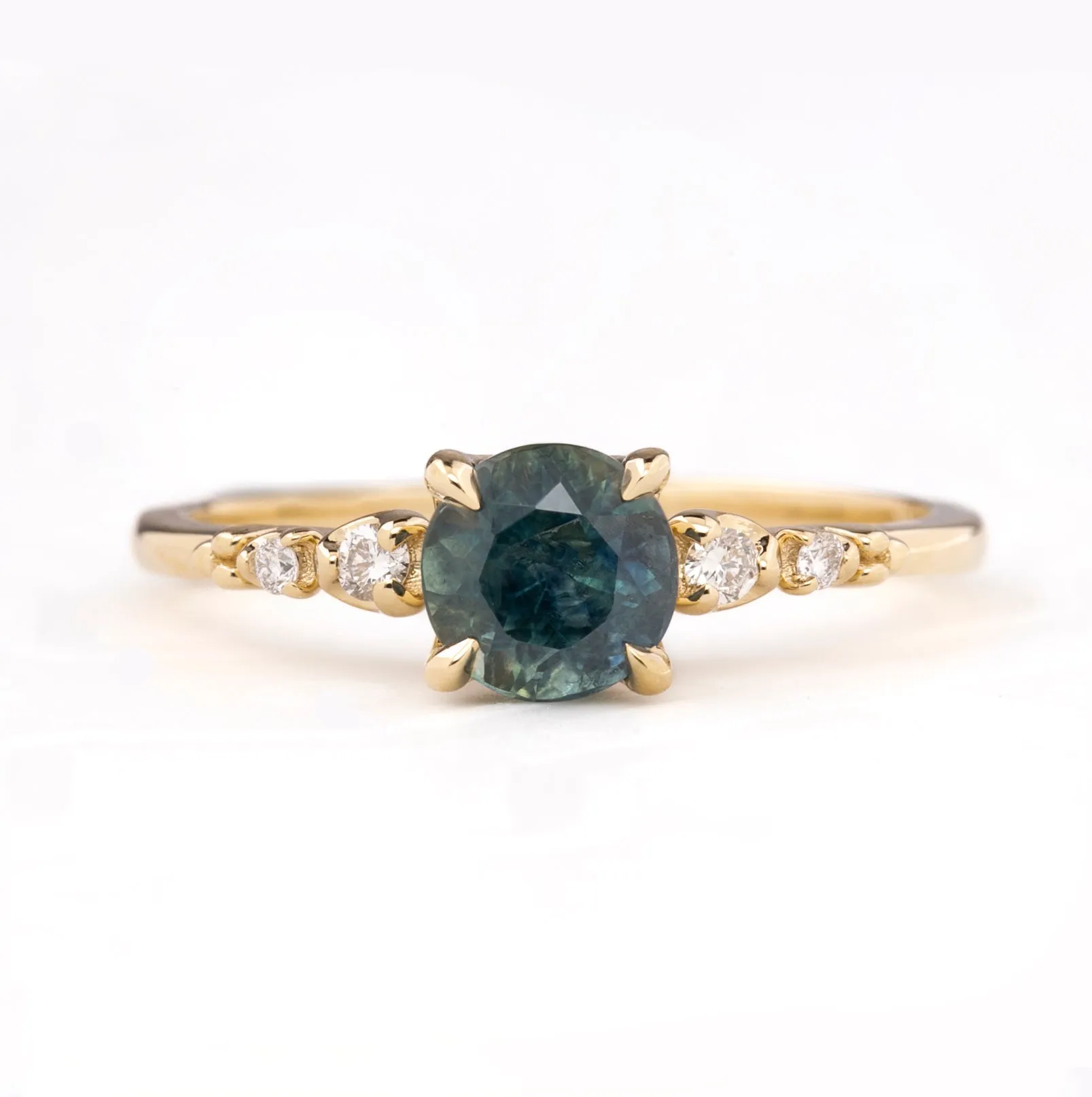 Estel Luxe Ring 1.15ct Deep Teal Blue Montana Sapphire, 14k Yellow Gold (One of a kind)