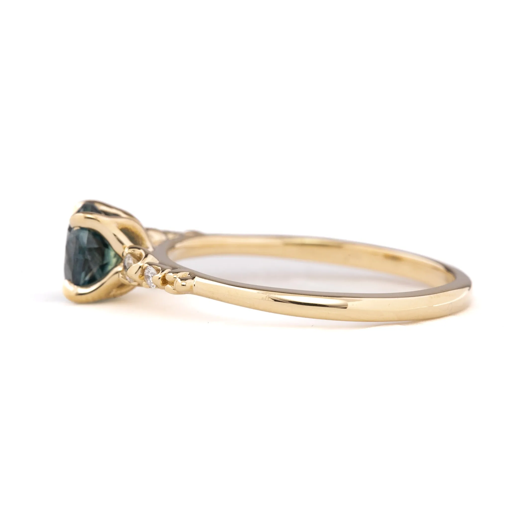 Estel Luxe Ring 1.15ct Deep Teal Blue Montana Sapphire, 14k Yellow Gold (One of a kind)