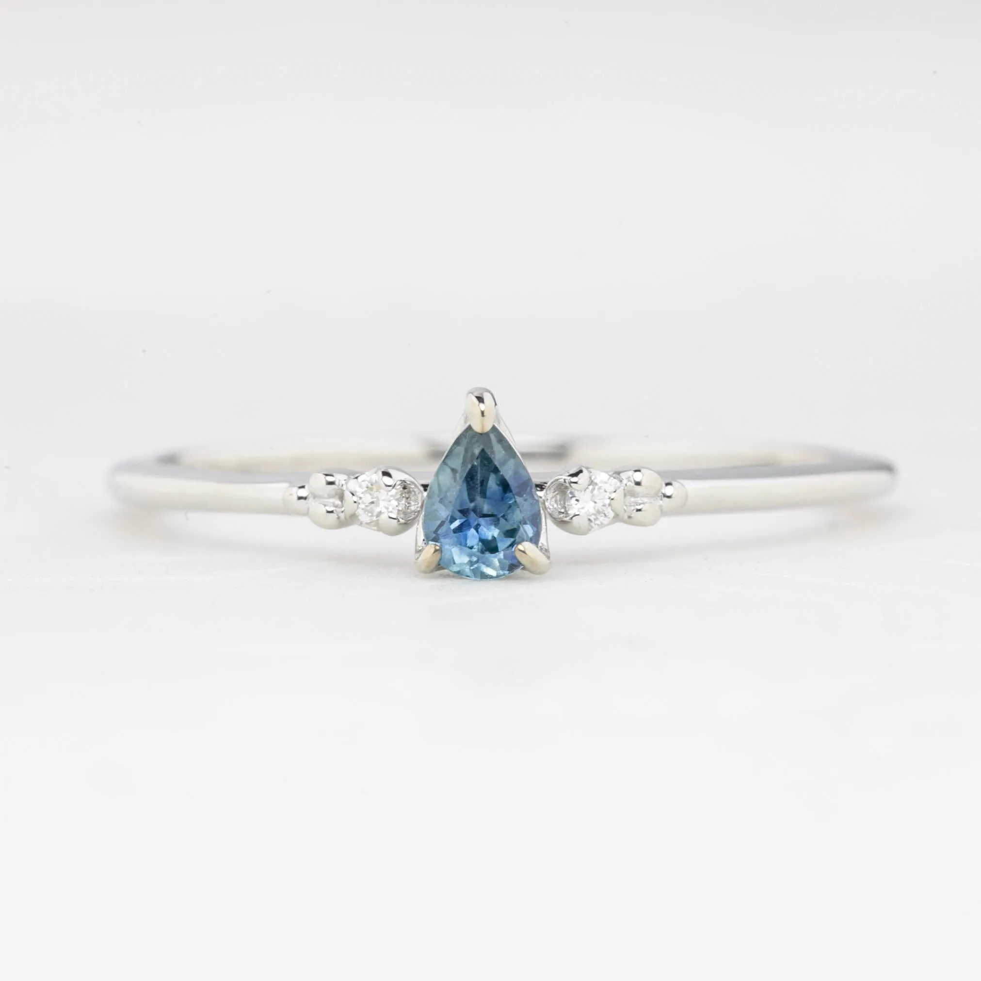 Estel Ring - 0.15ct Blue Montana Sapphire Ring, 14k White Gold