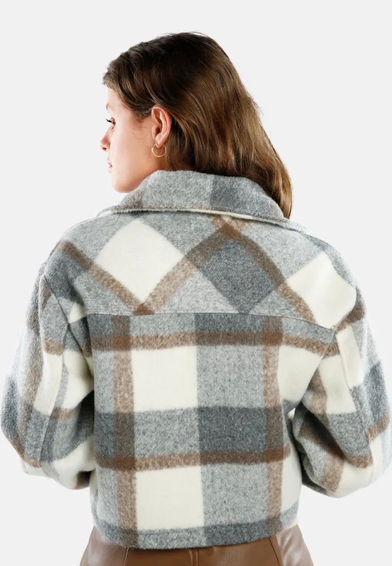 Flannel Plaid Crop Jacket