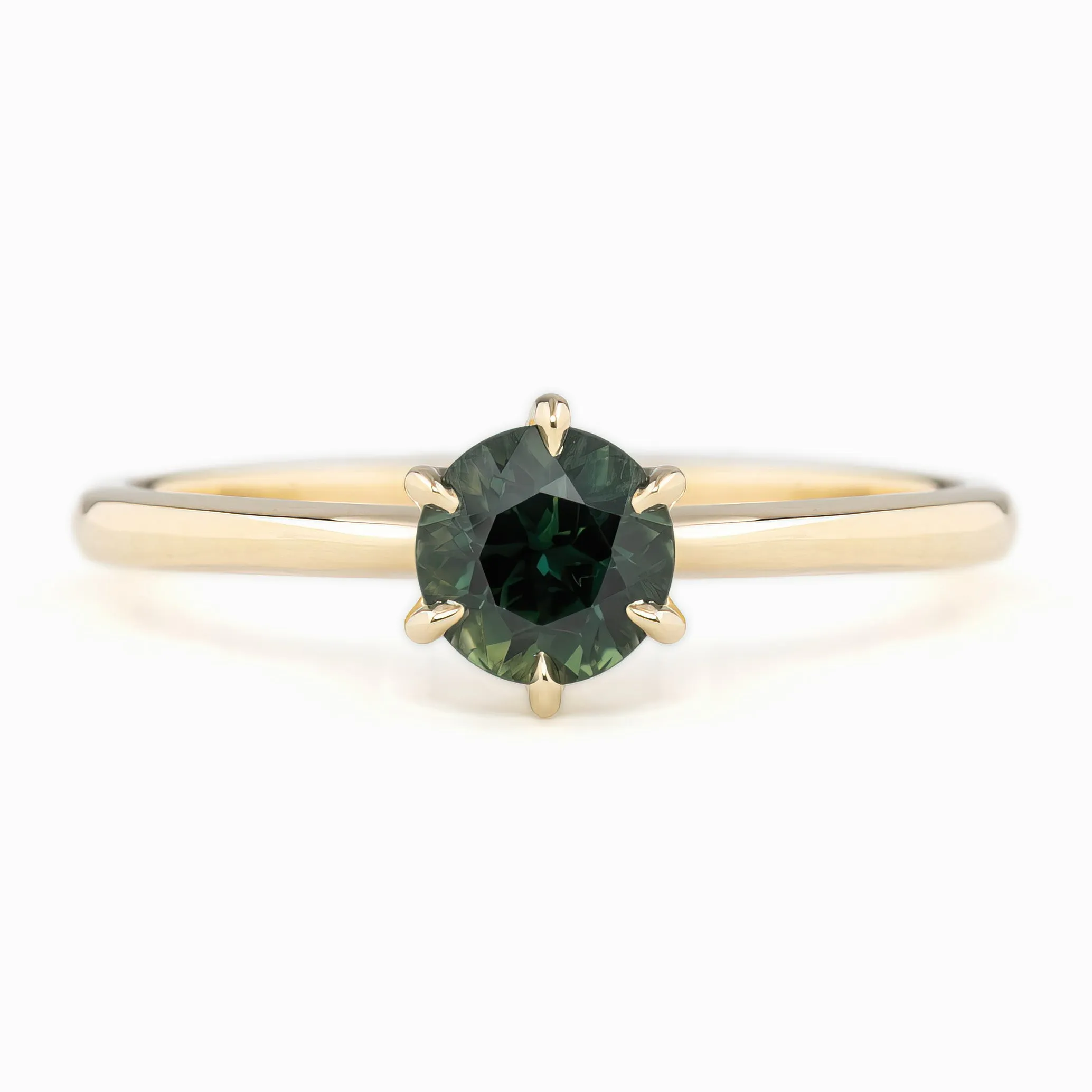 Floryn Ring 0.76ct Peacock Green Queensland Sapphire, 14K Yellow Gold (One of a kind)