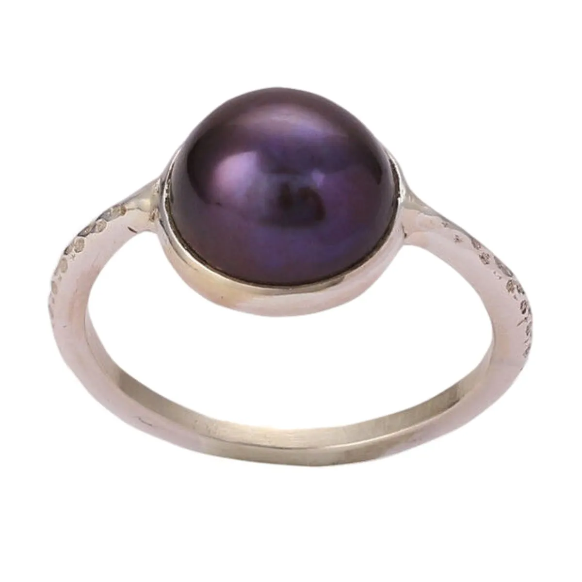 Freshwater Black Pearl Round 925 Solid Sterling Silver Handmade Ring