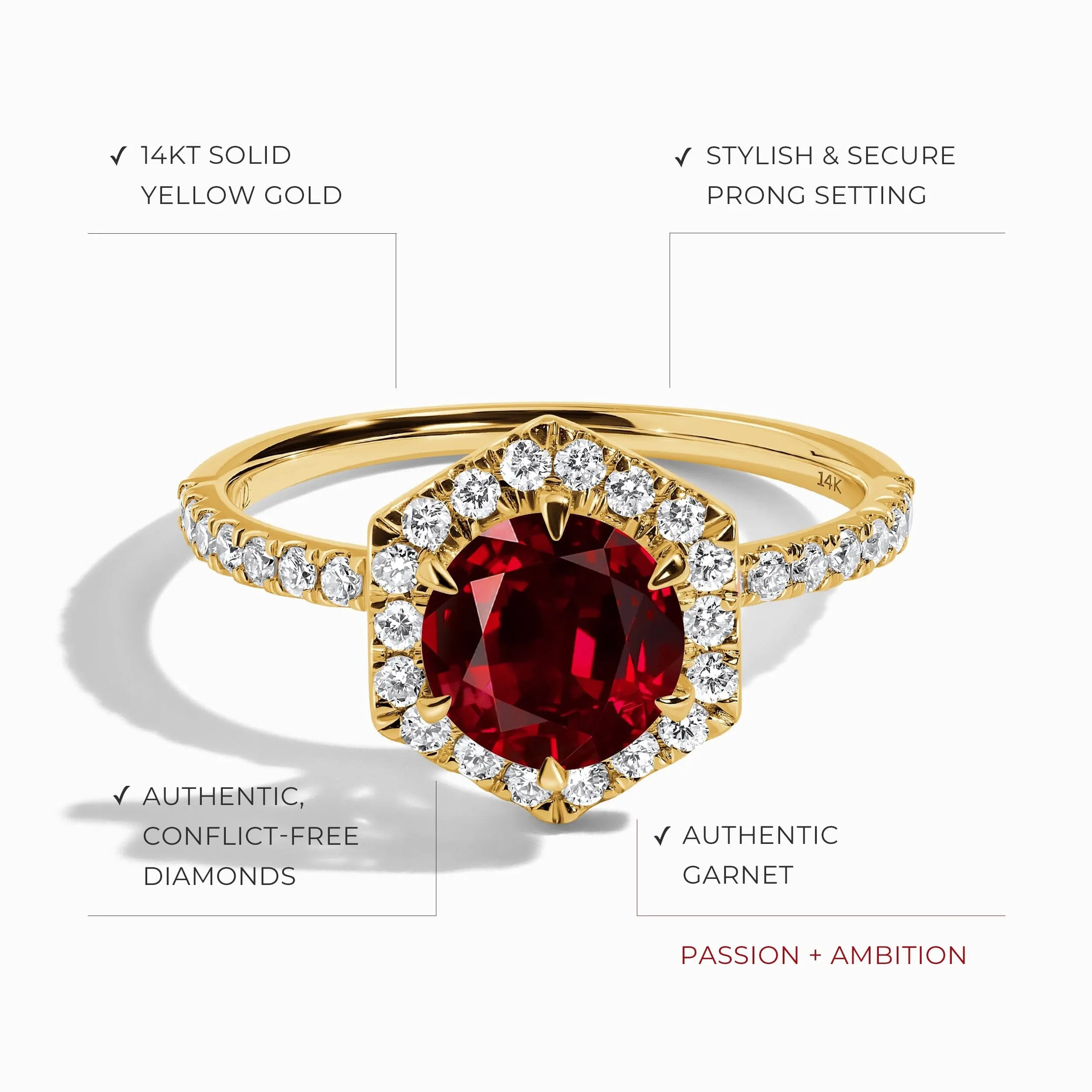 Garnet Diamond Ring - My Eternal Round Halo Pavé