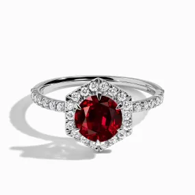 Garnet Diamond Ring - My Eternal Round Halo Pavé