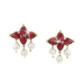 Garnet Pearl Earrings