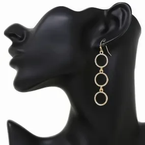 Gold Triple Circle Dangling Earrings