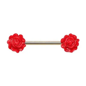 Golden Acrylic Rose WildKlass Nipple Barbell Ring