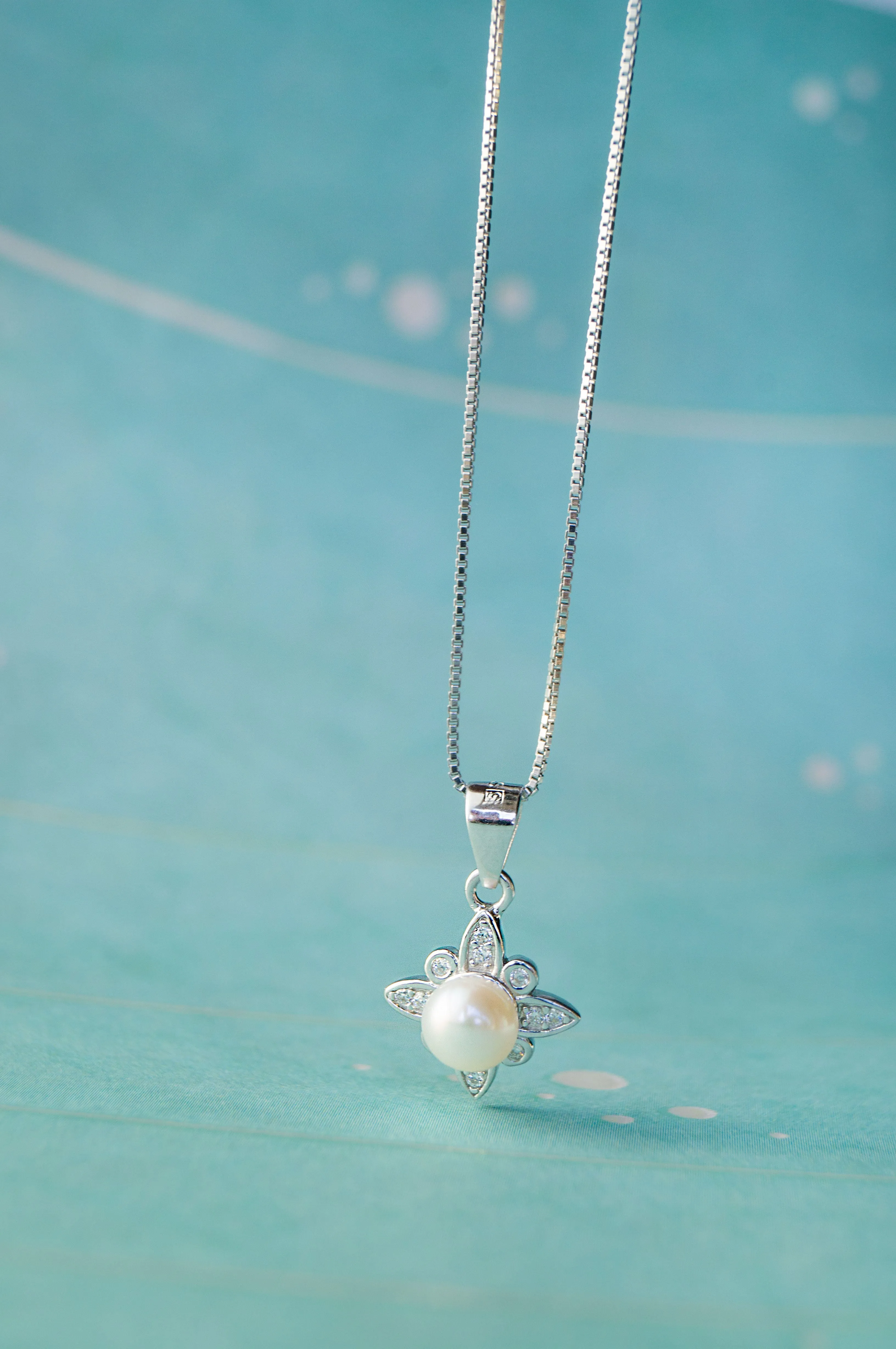 Graceful Pearl Flower Sterling Silver Pendant