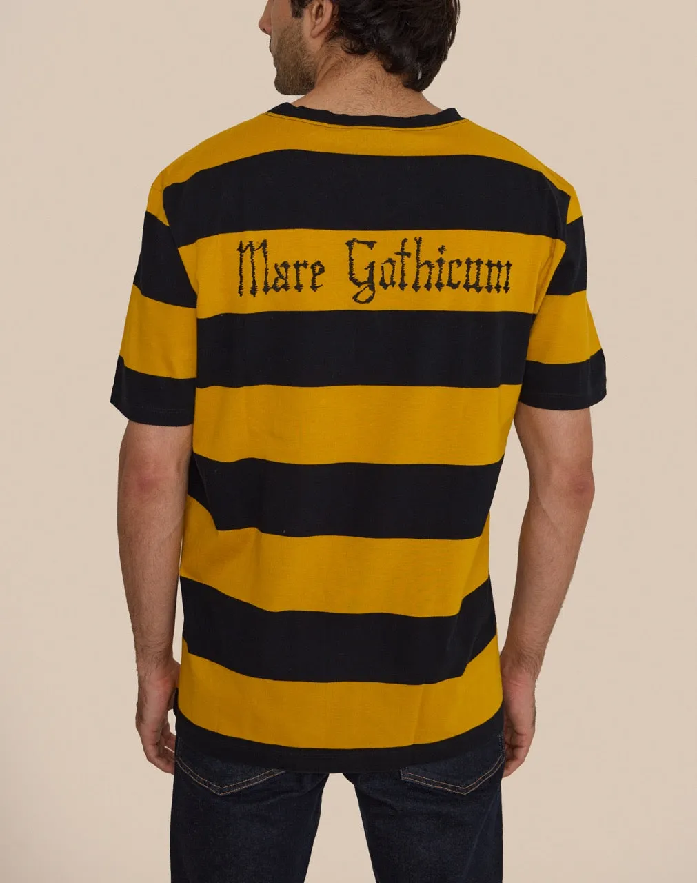 GUCCI YELLOW BLACK STRIPES FLOWER TEE