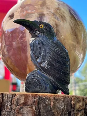 Hand Carved Black Onyx Ravens (Peru)