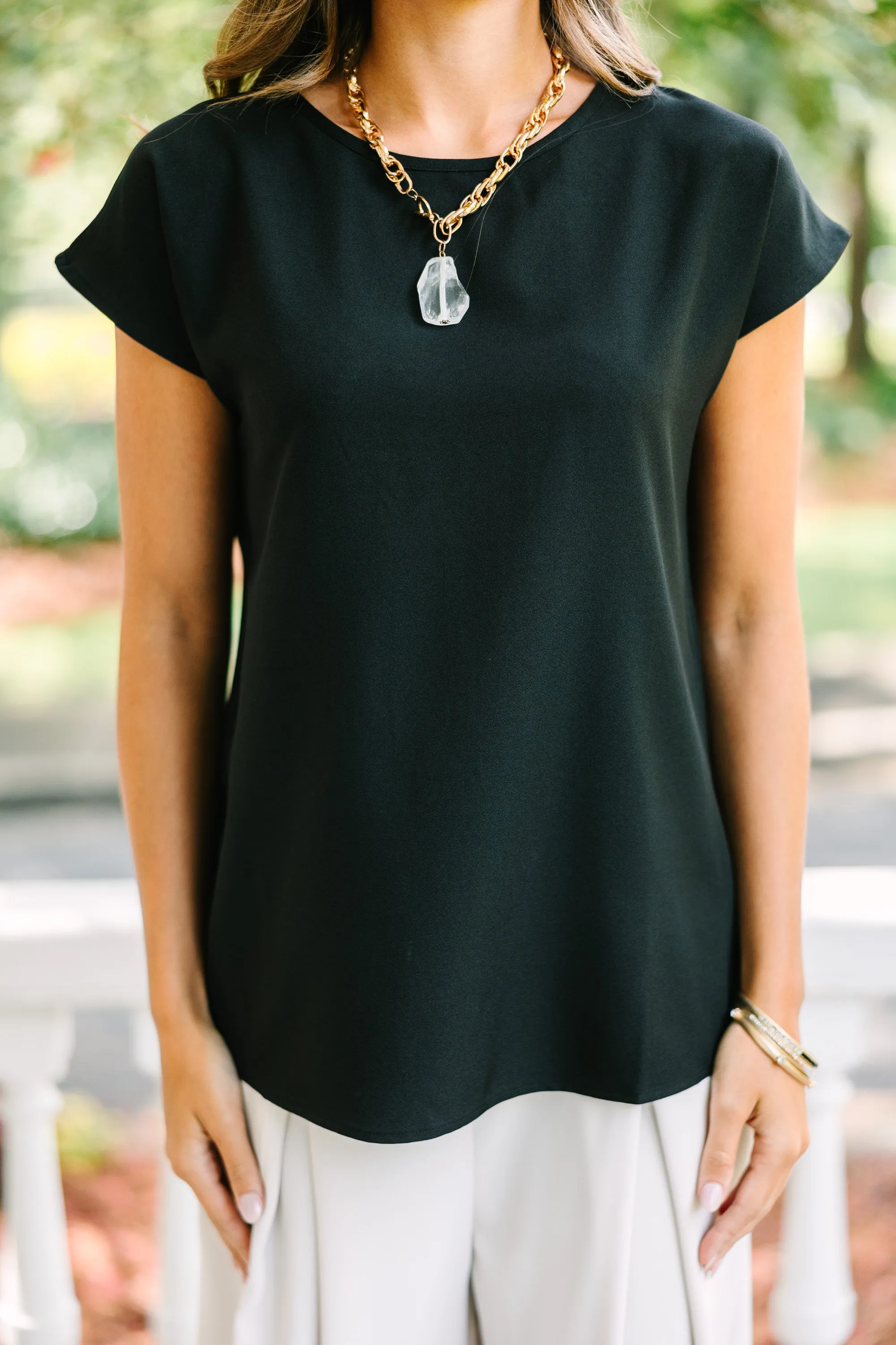 Hello Beautiful Black Cap Sleeve Top