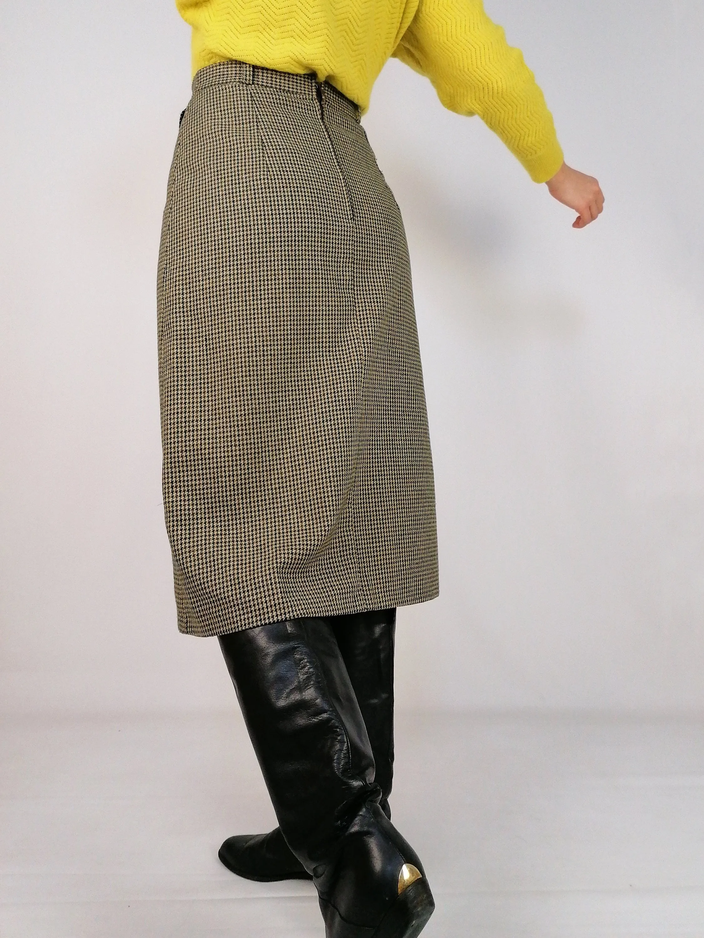 High Waist A-line Skirt Wool Blend