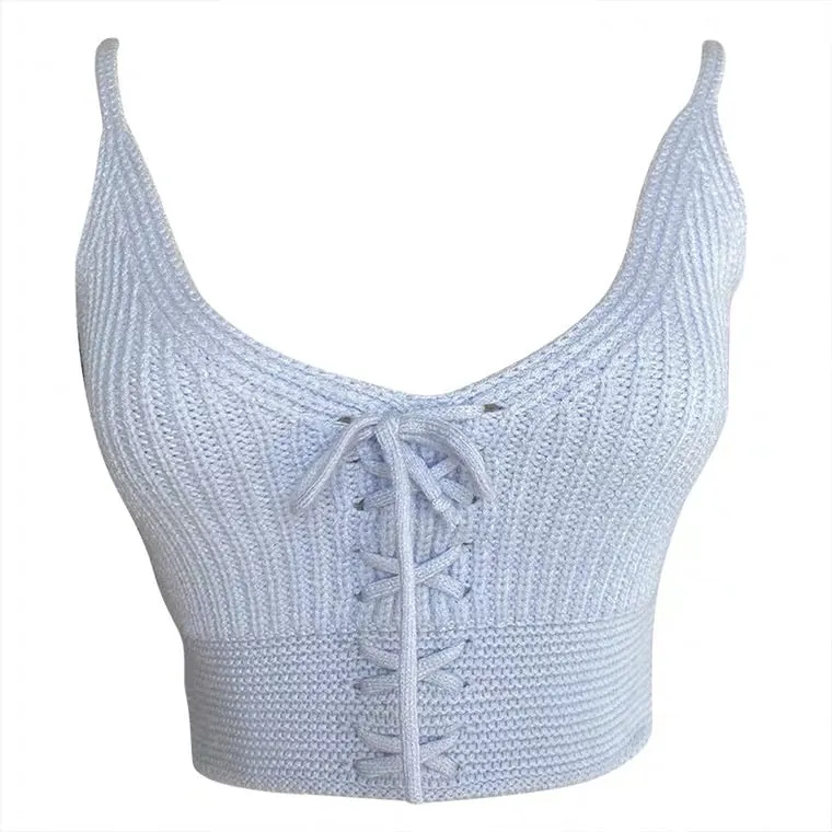 icy babe sweater crop strap vest