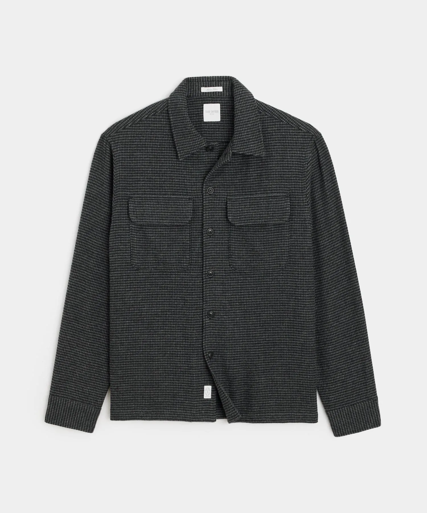 Italian Wool Field Overshirt in Charcoal Houndstooth