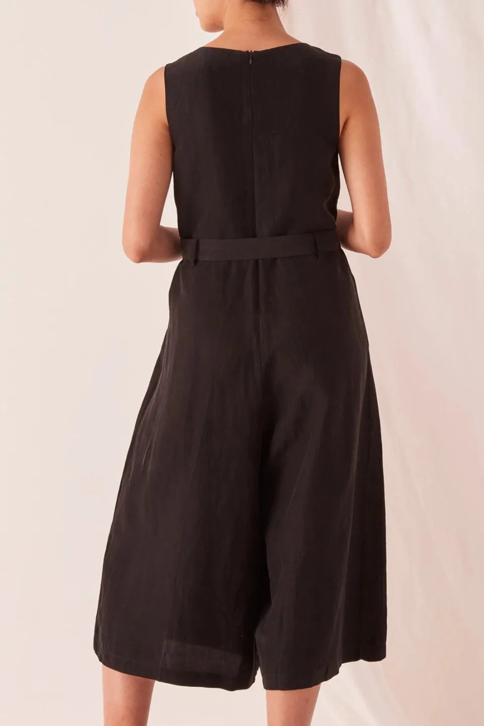 Ivy Cupro Black Sleeveless Dressy Jumpsuit