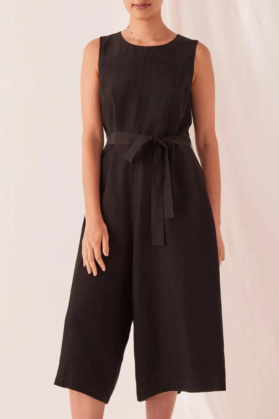 Ivy Cupro Black Sleeveless Dressy Jumpsuit