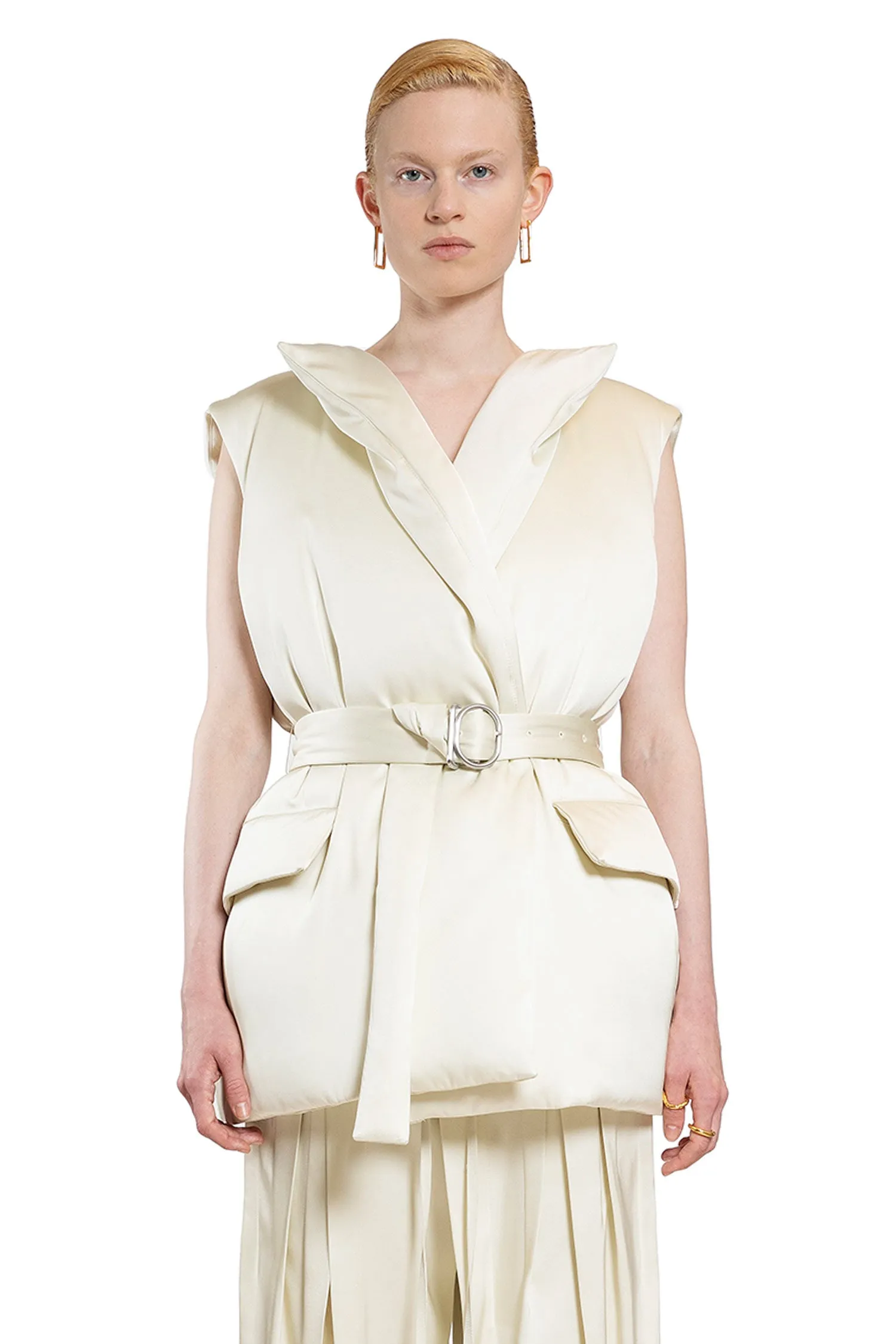 JIL SANDER WOMAN OFF-WHITE VESTS