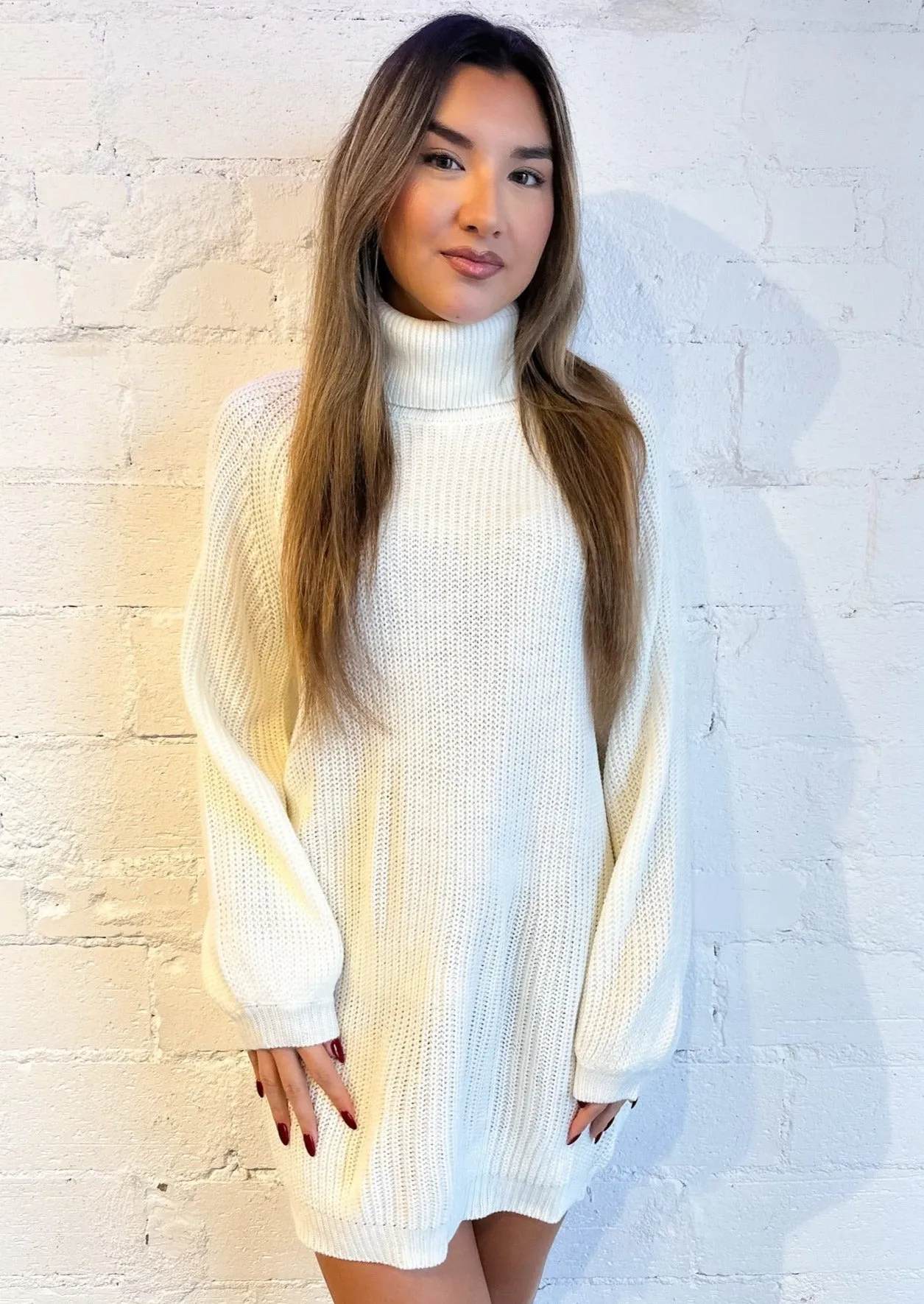 Keep Cozy Turtleneck Sweater Dress