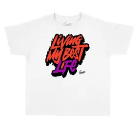 Kids Black Gloss 7 Shirt - Living Life - White