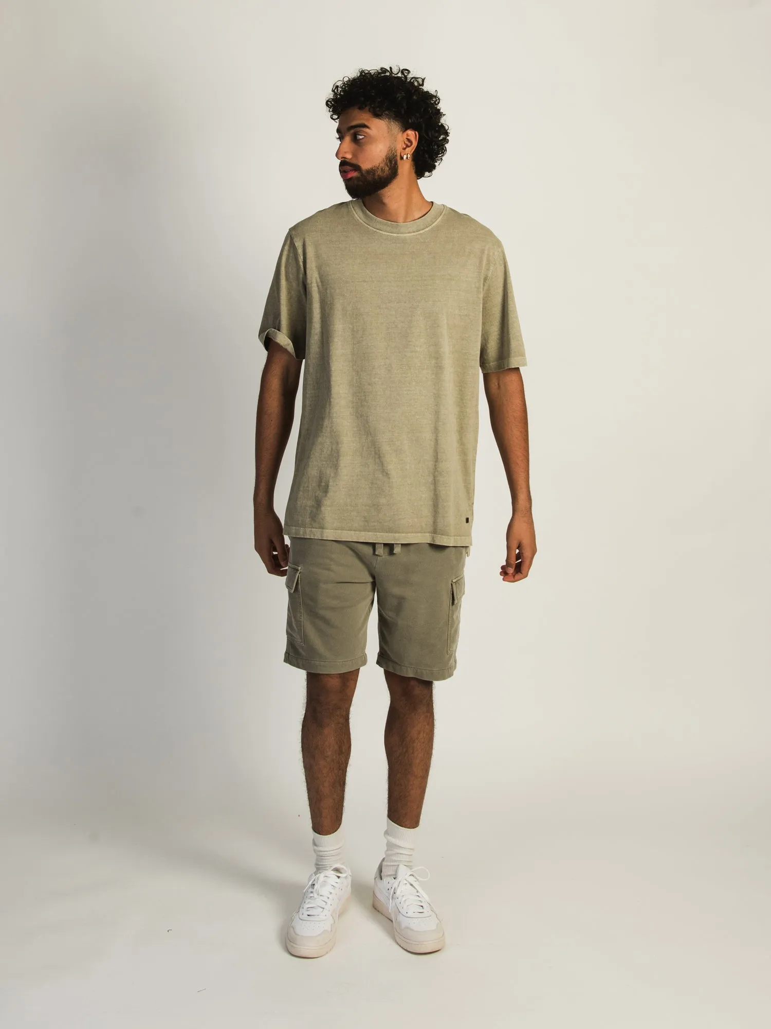 KOLBY GARMENT DYE FRENCH TERRY CARGO SHORT - SAGE