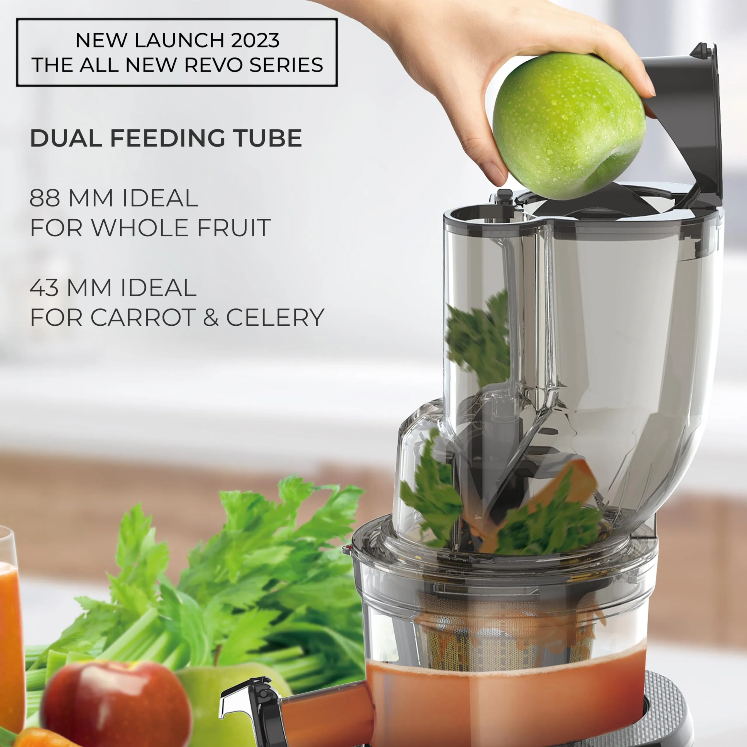 Kuvings REVO Series Professional Cold Press Whole Slow Juicer, World's First Juicer with Patented Automatic-Cutting Auger to reduce juicing time (REVO830 Matt Black   Smoothie & Sorbet)