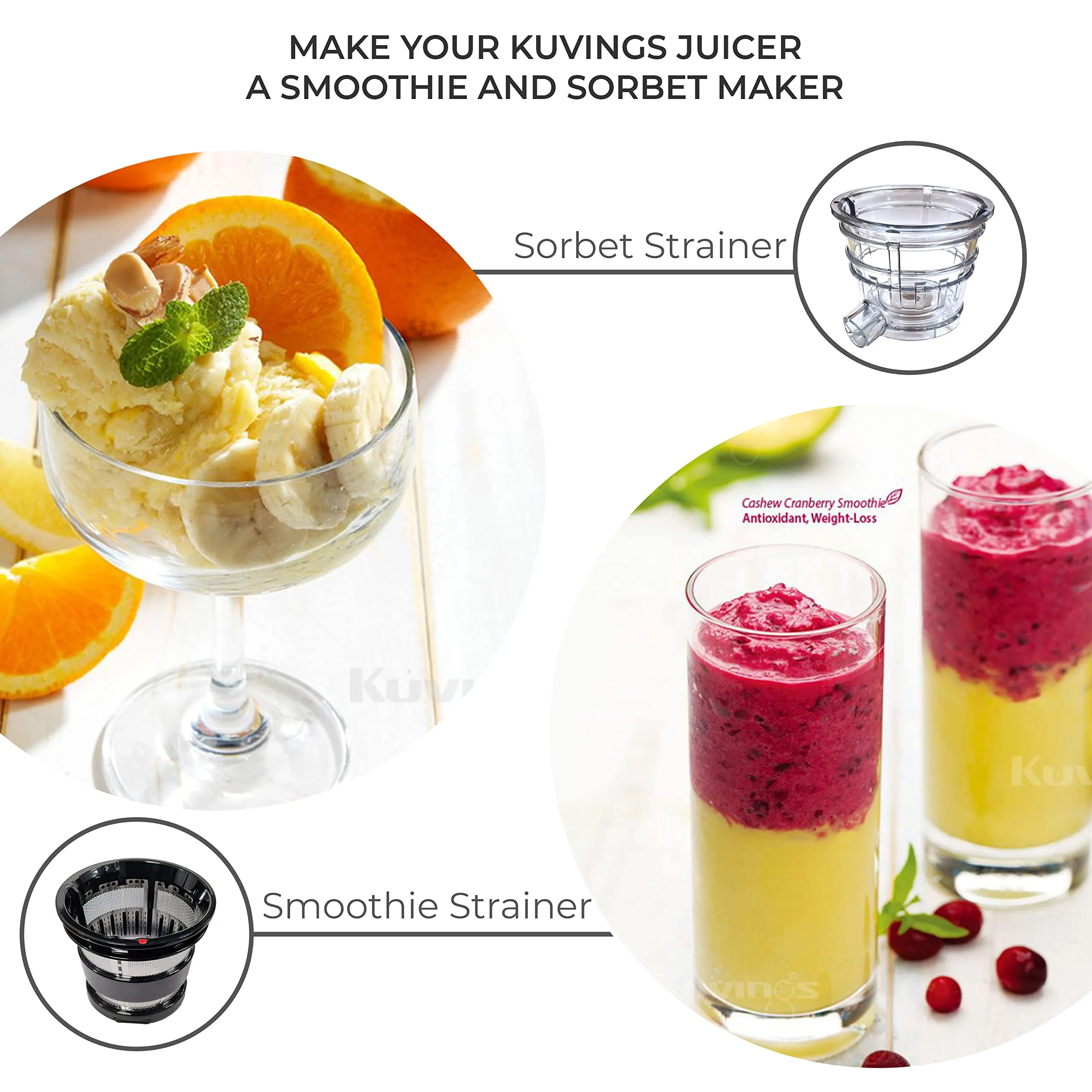 Kuvings REVO Series Professional Cold Press Whole Slow Juicer, World's First Juicer with Patented Automatic-Cutting Auger to reduce juicing time (REVO830 Matt Black   Smoothie & Sorbet)