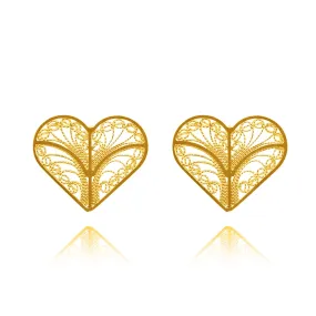 KYLIE GOLD HEARTS STUDS EARRINGS FILIGREE