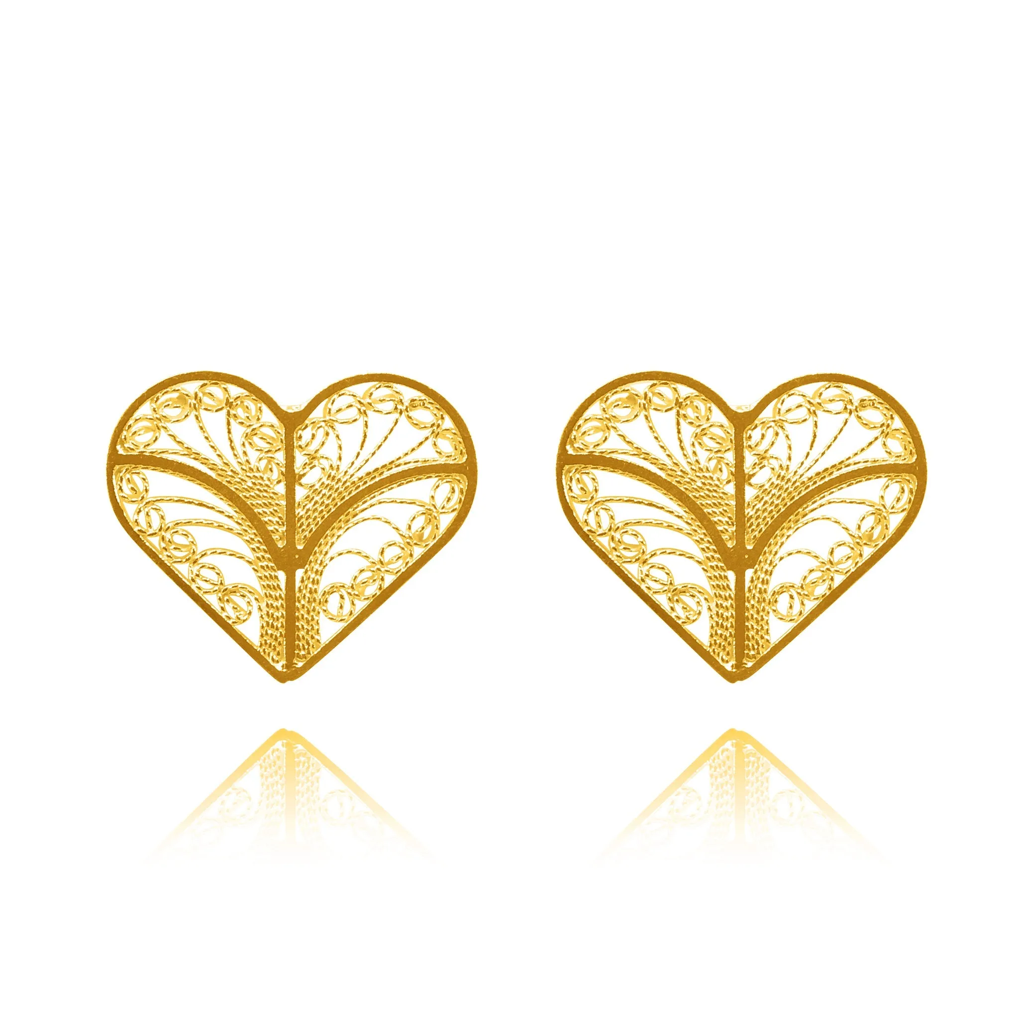 KYLIE GOLD HEARTS STUDS EARRINGS FILIGREE