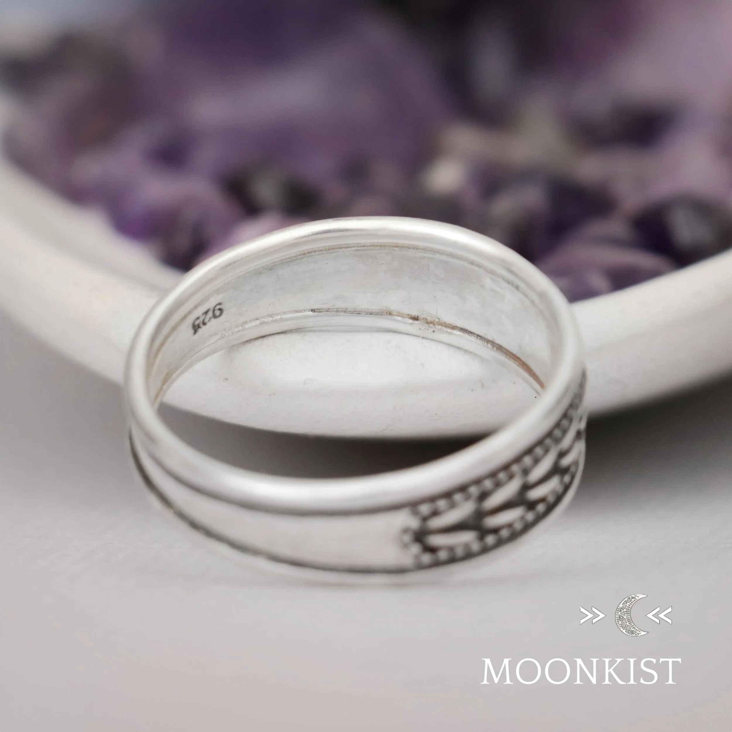 Laurel Leaf Wide Band Wedding Ring  | Moonkist Designs