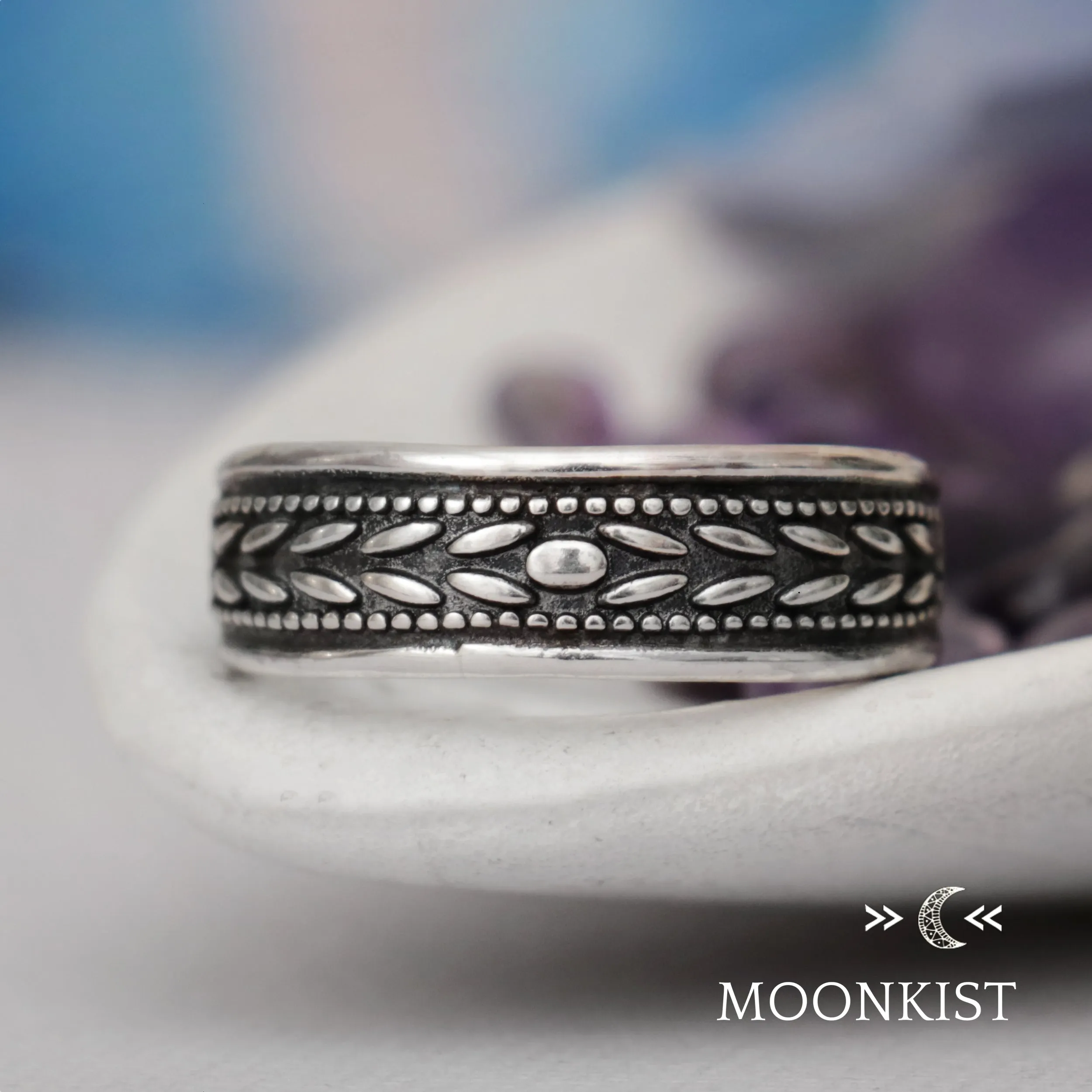 Laurel Leaf Wide Band Wedding Ring  | Moonkist Designs