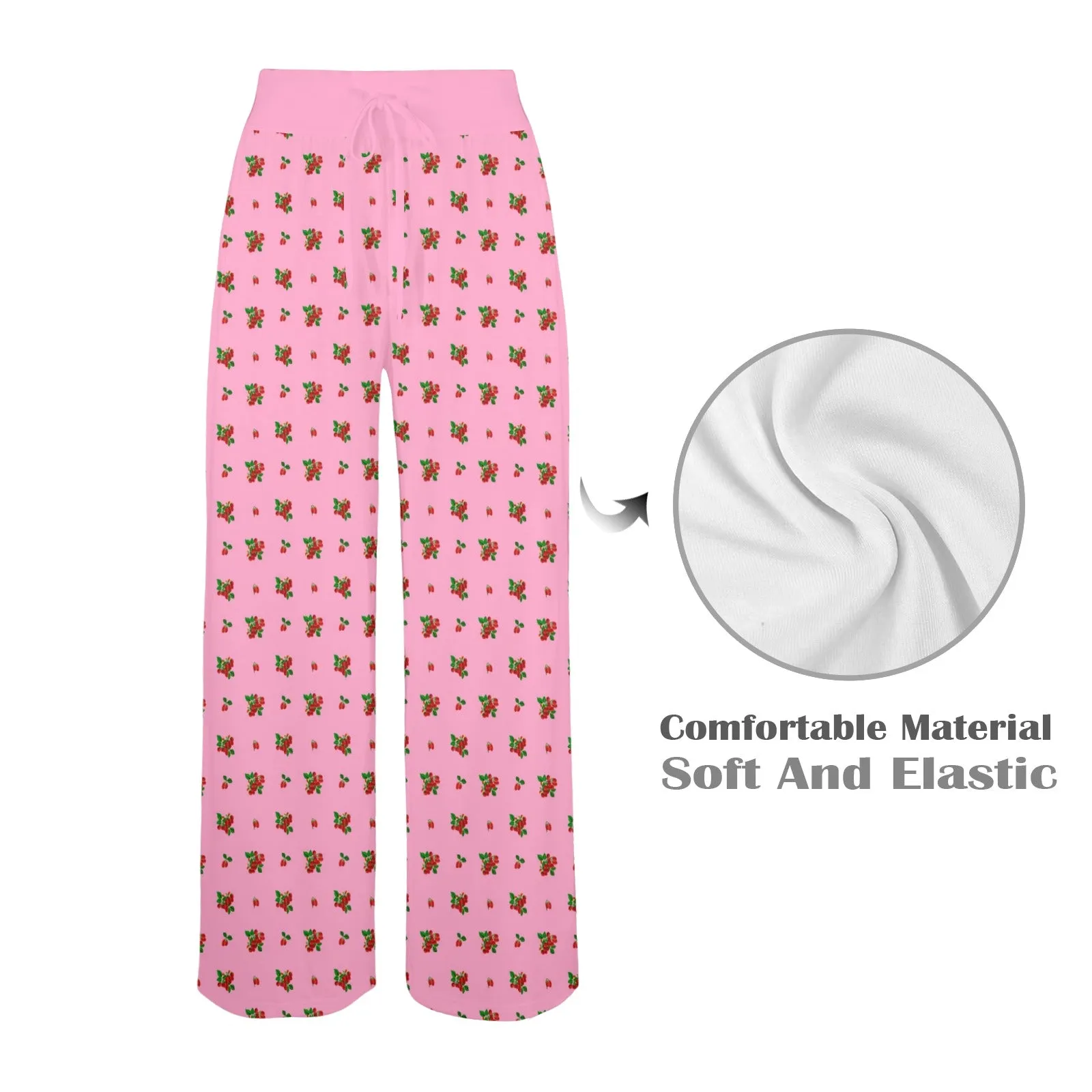 light pink print Women's Wide Leg Lounge Pants (Model L77)