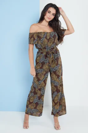 Lilura London Multi Spot Print Bardot Culotte Jumpsuit