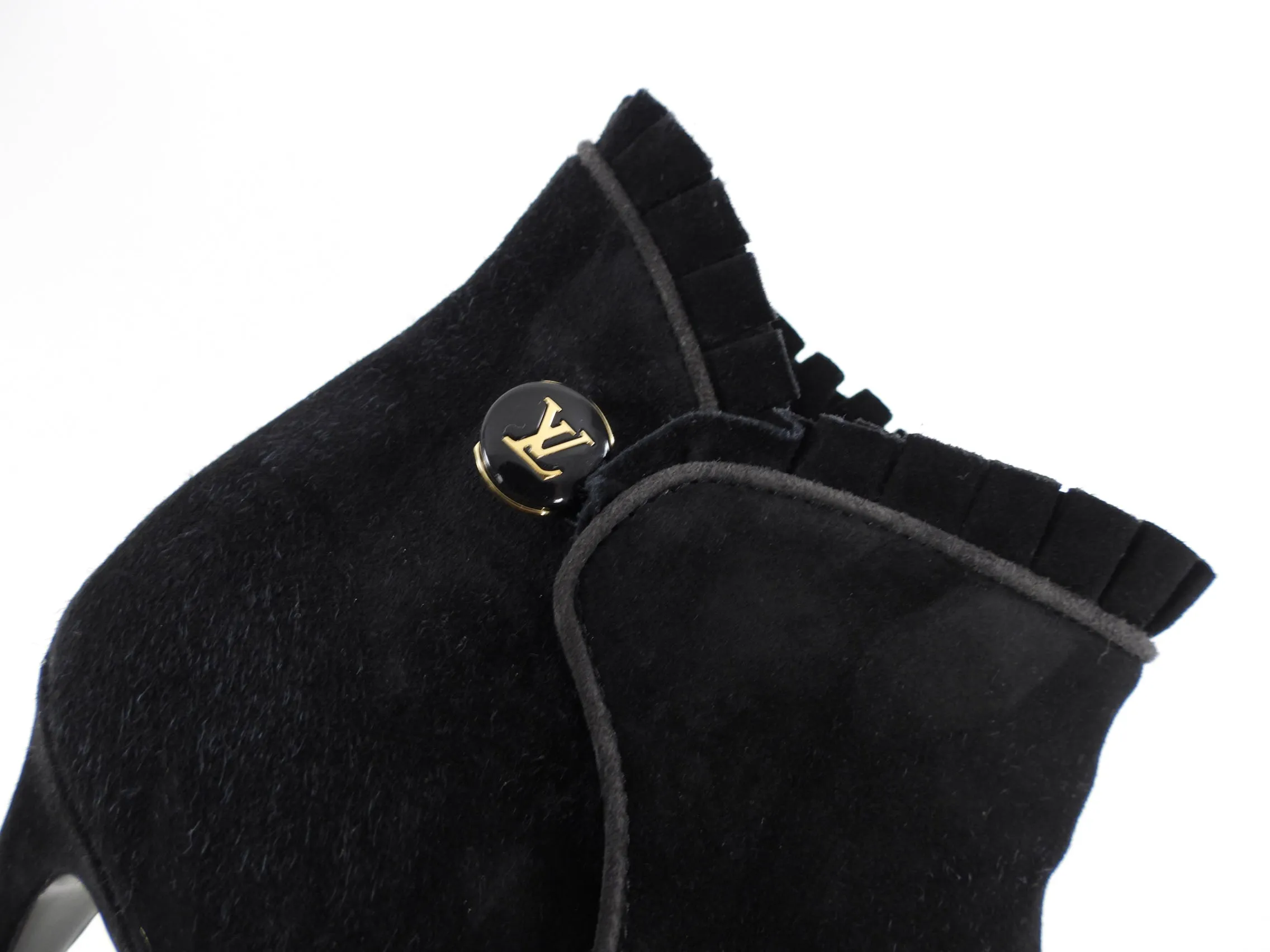 Louis Vuitton Black Suede Ruffle 120mm Ankle Boot - 40 (9.5)