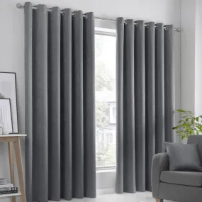 Luna Dim Out Eyelet Curtains - Grey - 66x72