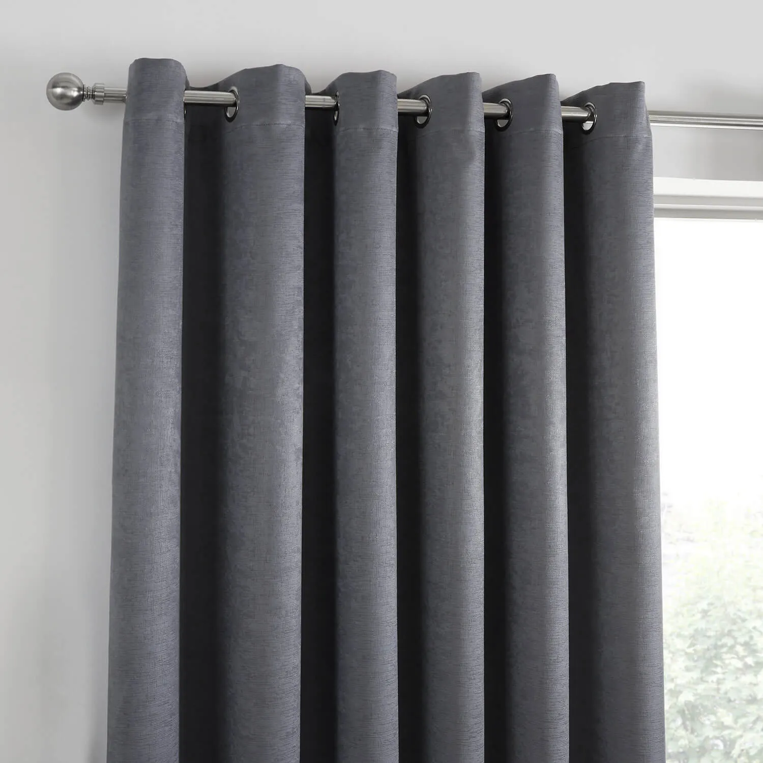 Luna Dim Out Eyelet Curtains - Grey - 66x72