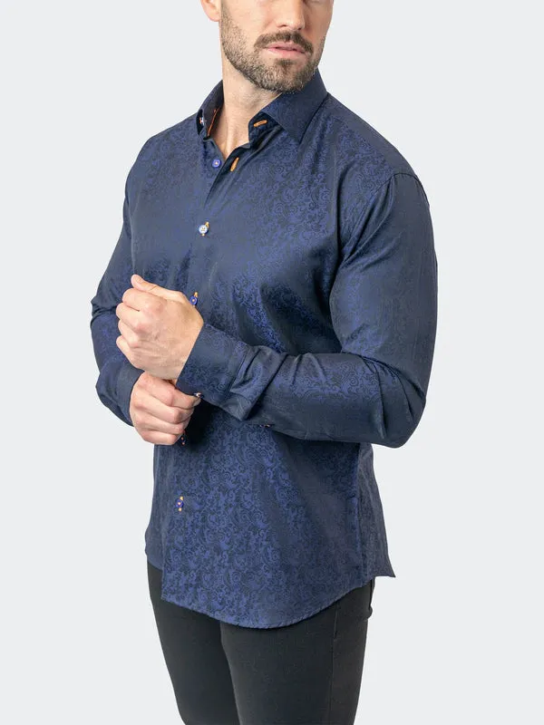 Maceoo Stretch Shirt | Fibonacci PaisleyRoyal Navy