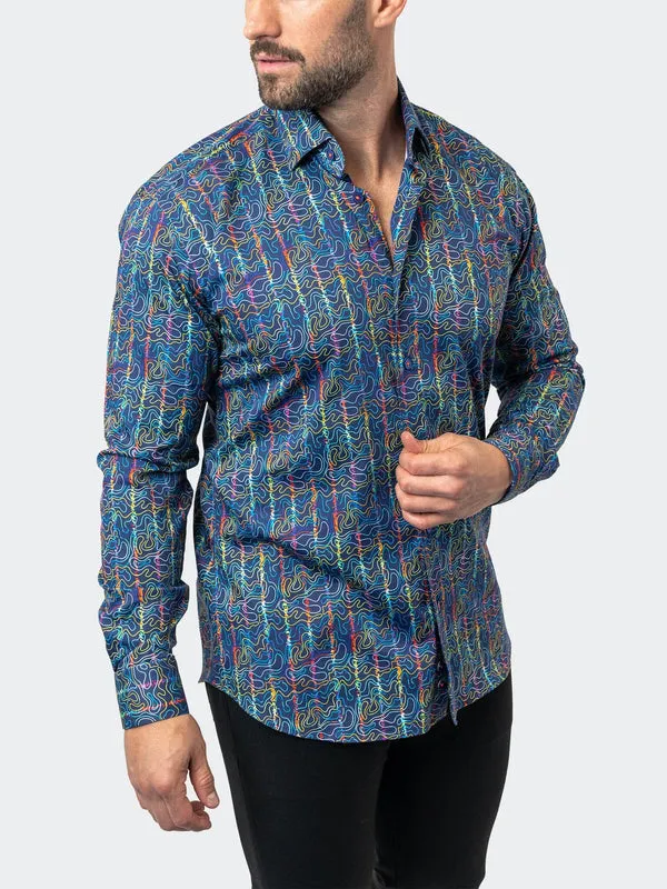 Maceoo Stretch Shirt | Fibonacci Squiggles Multi