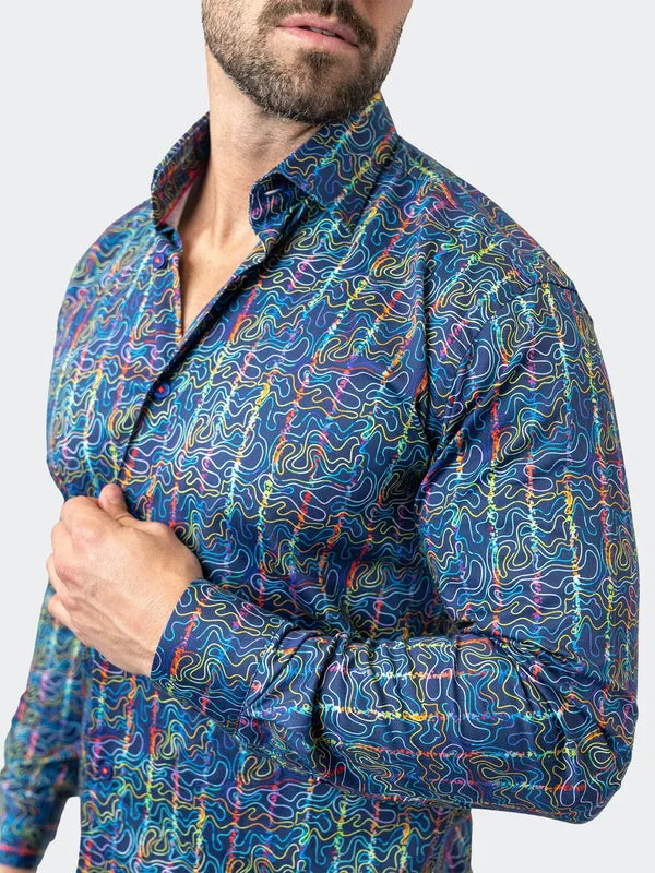 Maceoo Stretch Shirt | Fibonacci Squiggles Multi