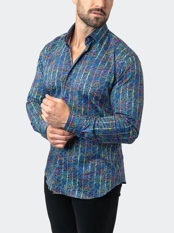 Maceoo Stretch Shirt | Fibonacci Squiggles Multi