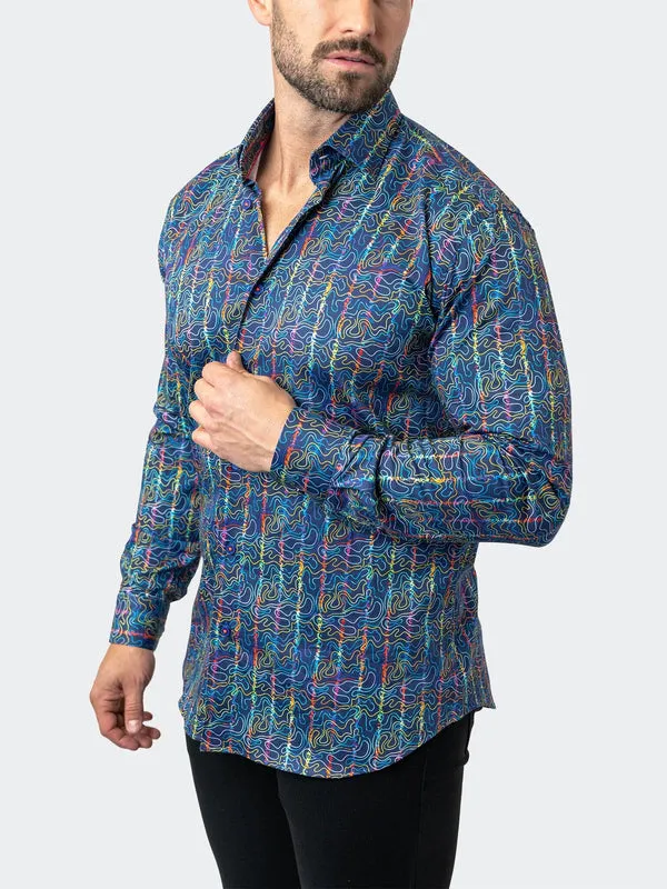 Maceoo Stretch Shirt | Fibonacci Squiggles Multi