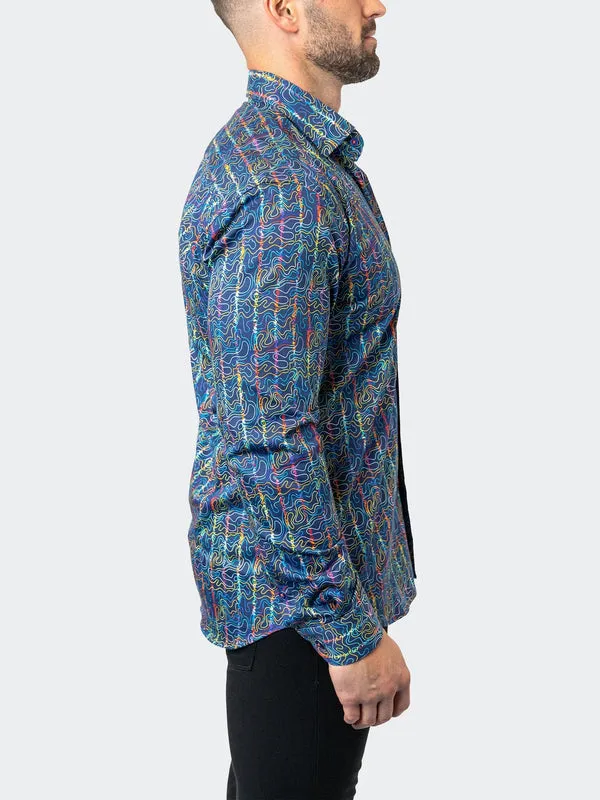 Maceoo Stretch Shirt | Fibonacci Squiggles Multi