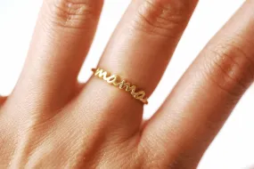 Mama Ring 925 Sterling Silver Gold Name Ring Personalized Name Adjustable Ring Stacking Ring Momma Ring Momma Bear Gift For Her