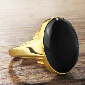 Men's Ring in 10k Yellow Gold with Black Onyx Stone