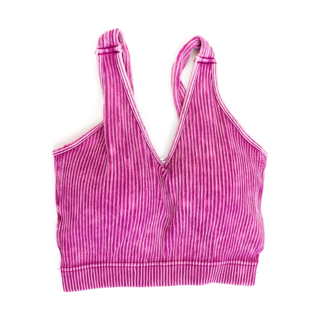 Nikki Washed Ribbed Crop Top Bralette