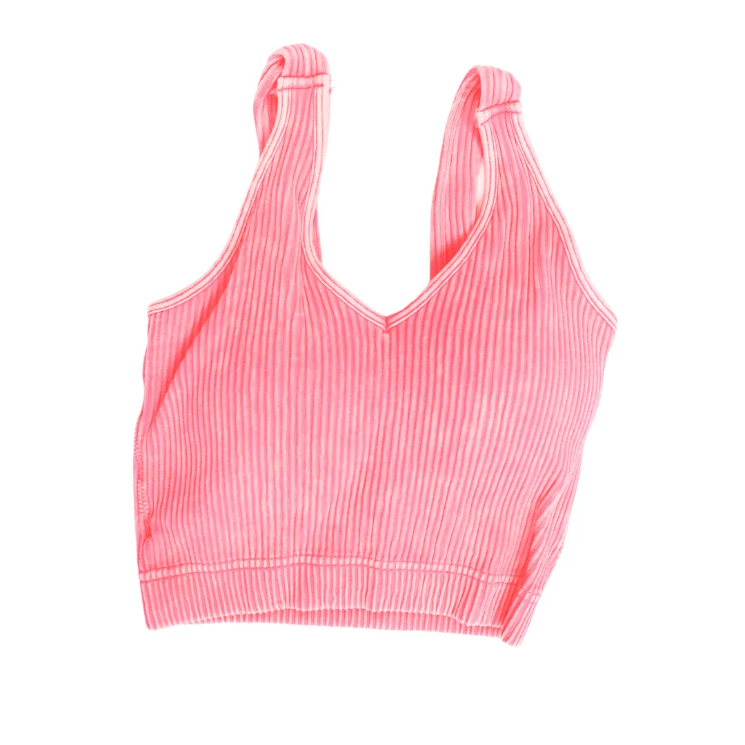 Nikki Washed Ribbed Crop Top Bralette