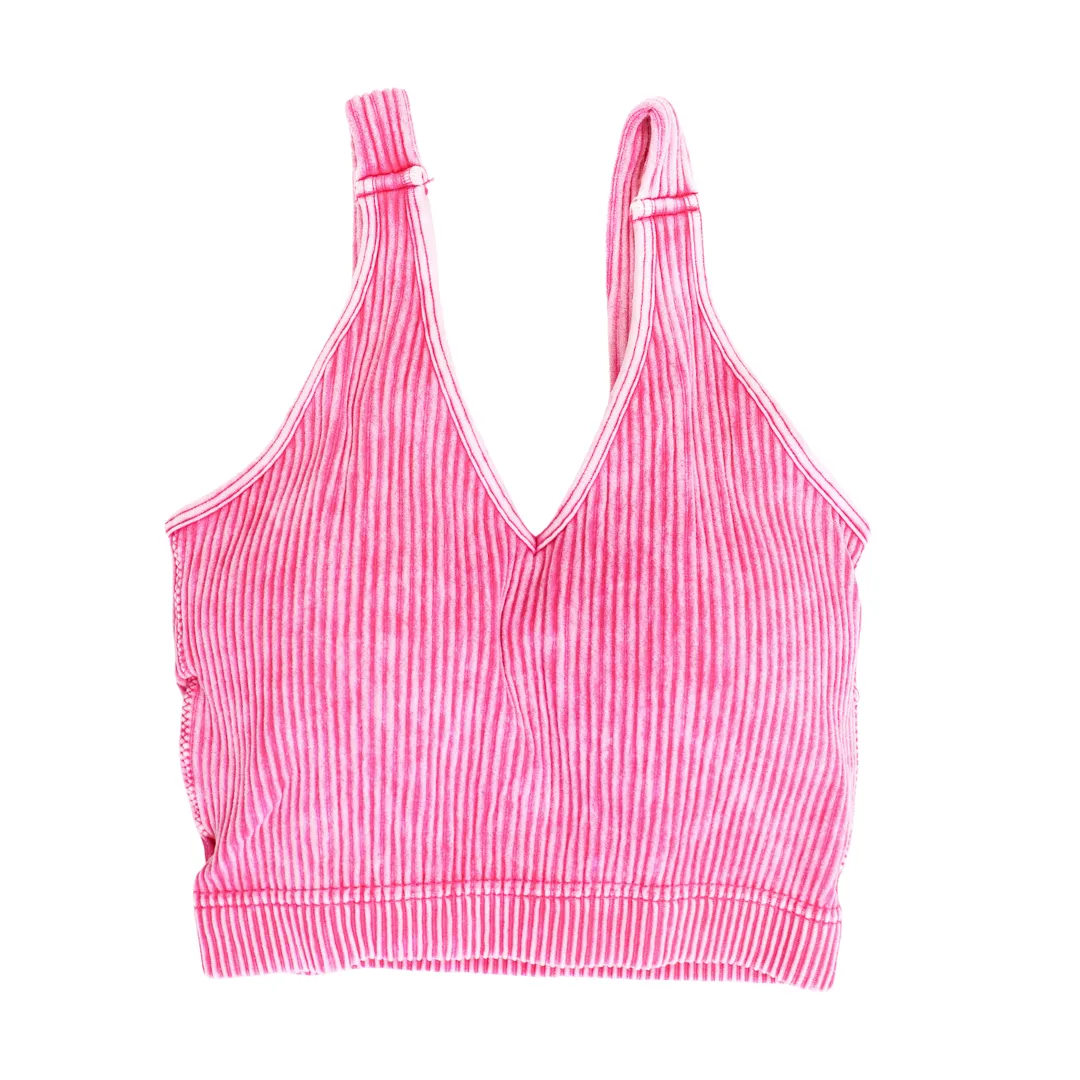 Nikki Washed Ribbed Crop Top Bralette