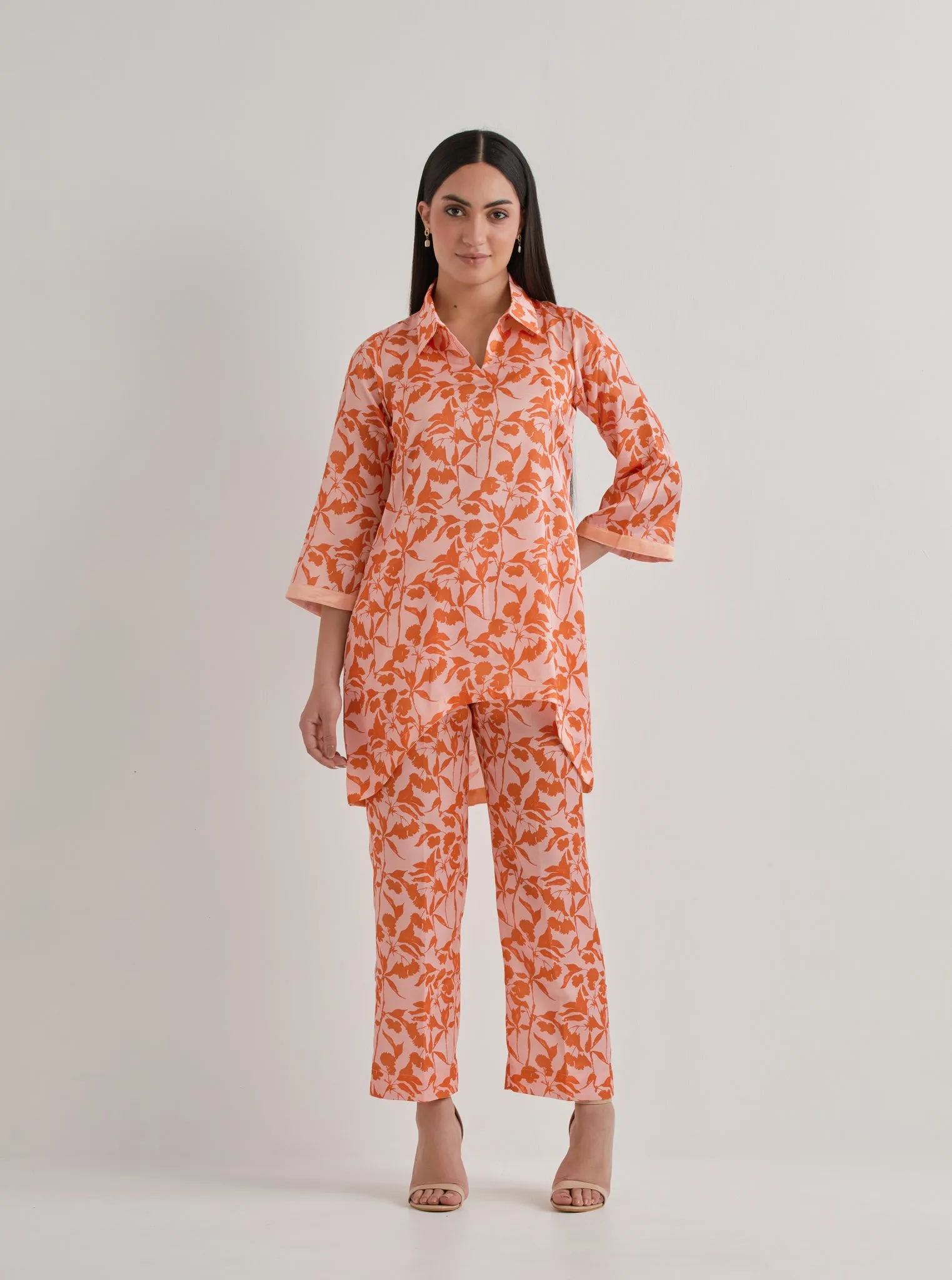 Orange Cotton Satin Co-ord set