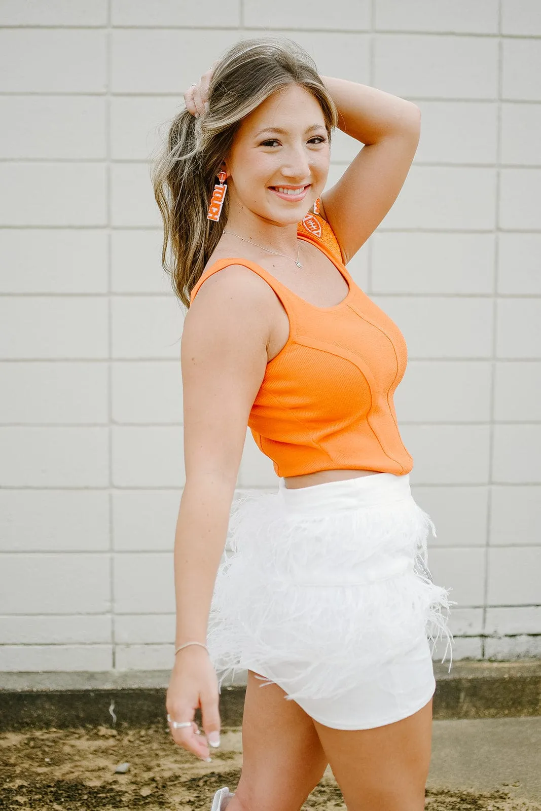 Orange Knit Corset Top