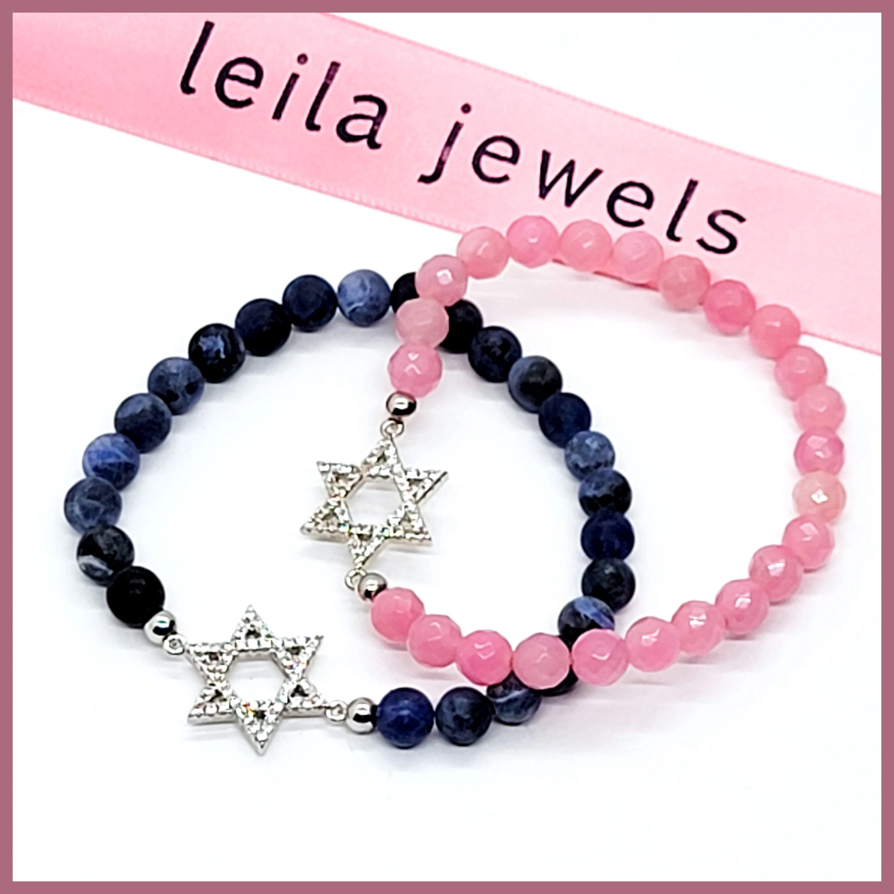 Pavé Jewish Star Beaded Bracelet